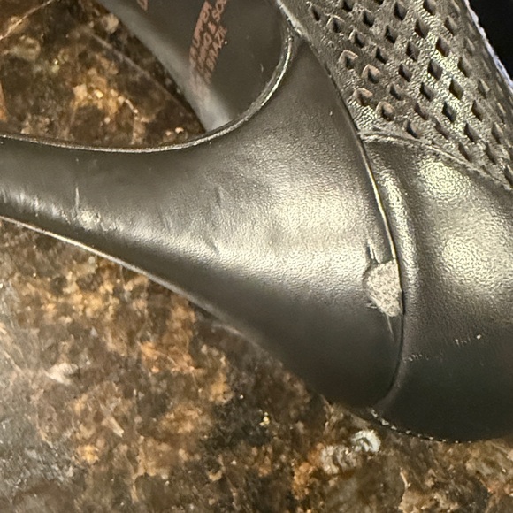 BCBGIRLS* Black Rainbow Accent. Mesh Open Toe Heels - Picture 4 of 6